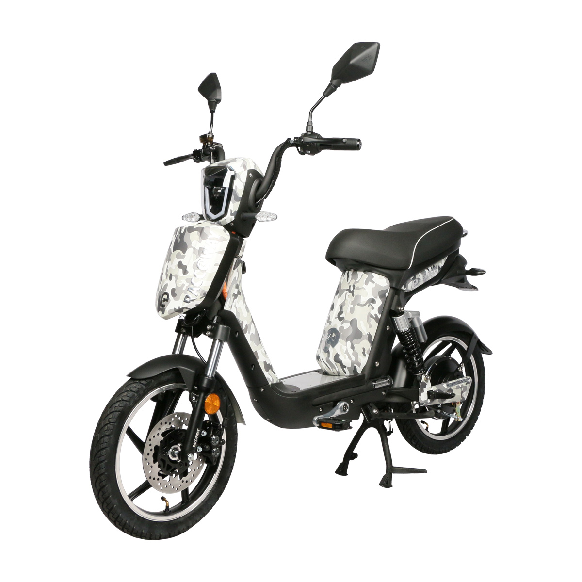 Elektrický motocykel RACCEWAY E-BABETA, maskáč čierno-biely 