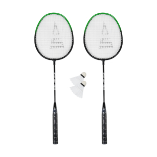 Bedmintonový set SULOV®, 2x raketa, 2x loptička, vak - čierno-zelený